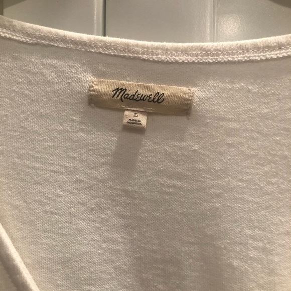 Madewell Tee - Structured V Neck Tee, Cream 
Sz Large Casual Neutral Versatile - Picture 4 of 8